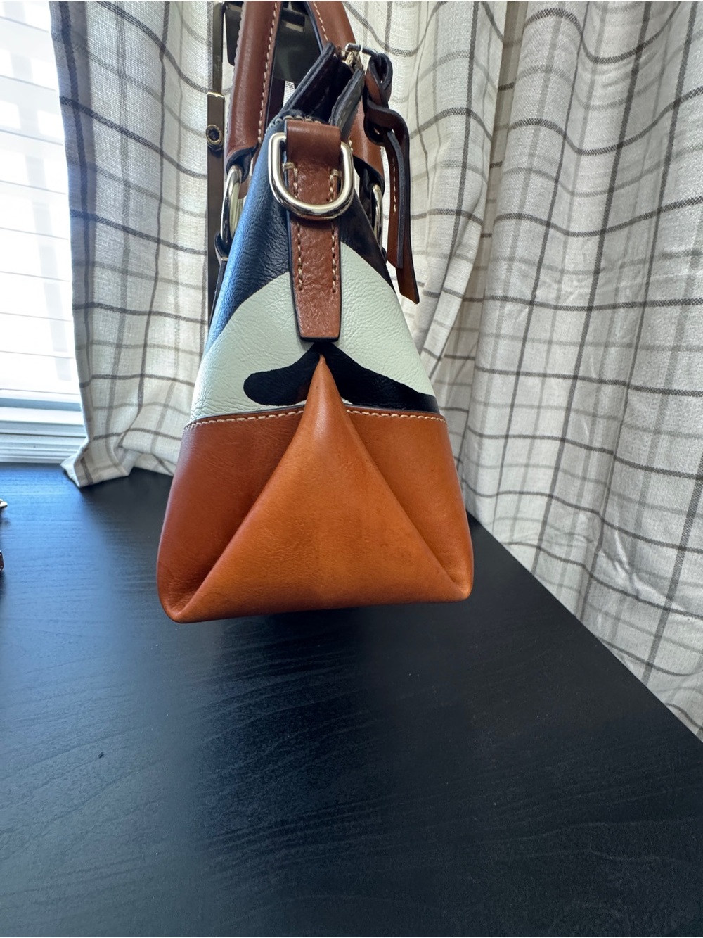 Dooney & Bourke Florentine Satchel 30 Zebra Black White Natural - Picture 5 of 11